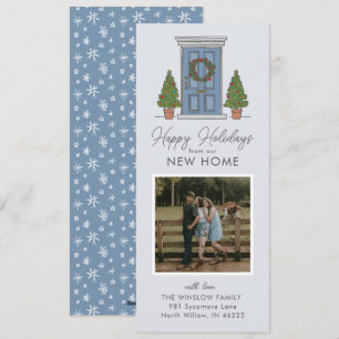 Happy Holidays New Home Illustrated Moving Announc Holiday Card