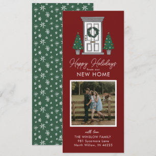 Happy Holidays New Home Illustrated Moving Announc Holiday Card