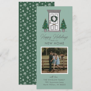 Happy Holidays New Home Illustrated Moving Announc Holiday Card