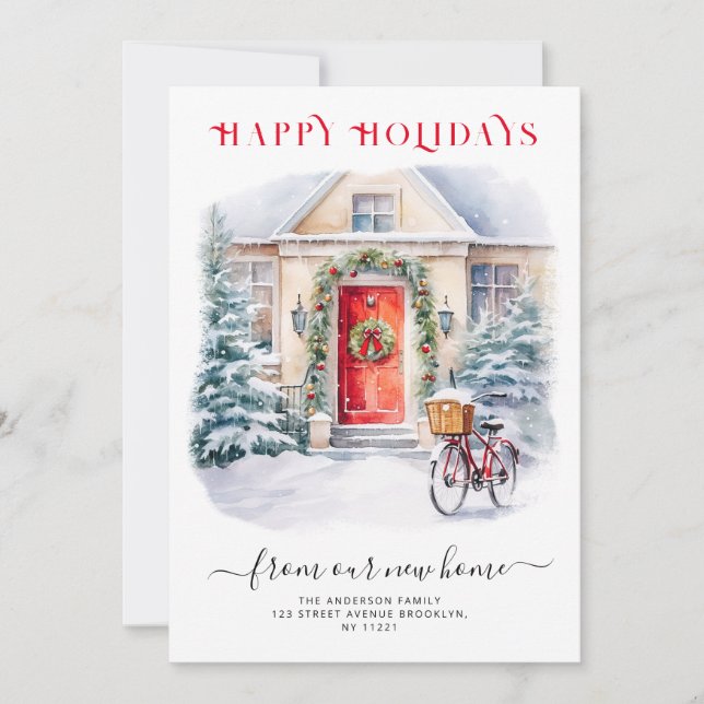 Happy holidays new home moving announcement (Front)
