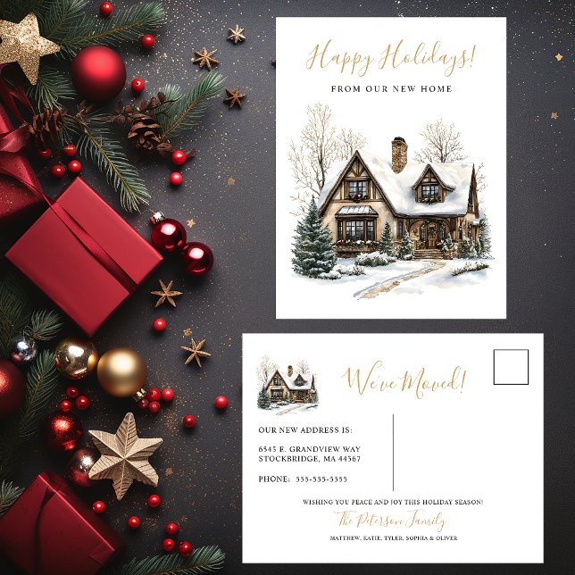 Happy Holidays New Home Moving Announcement Postcard (Creator Uploaded)