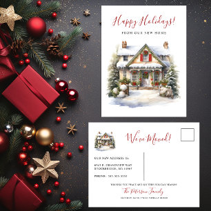 Happy Holidays New Home Moving Announcement Postcard