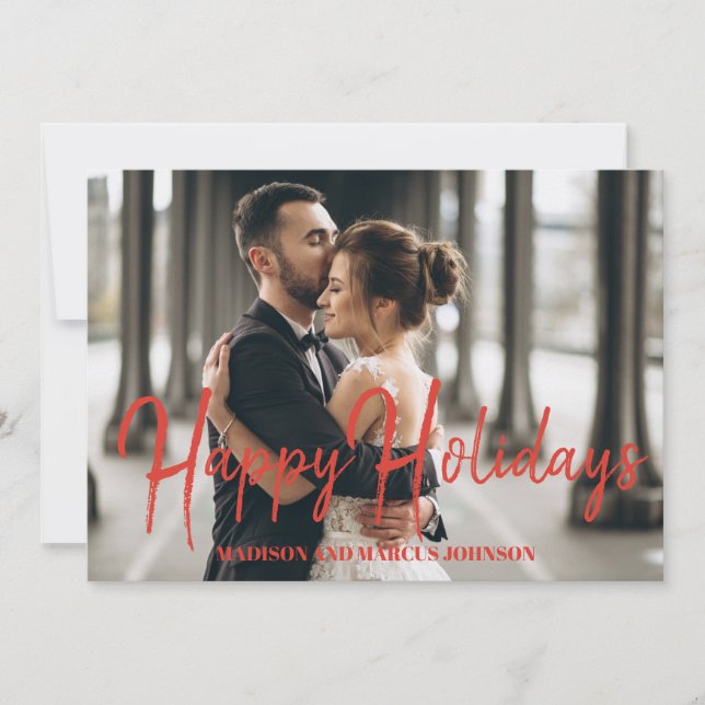 Happy Holidays | Newly-Weds Holiday Photo Card (Front)