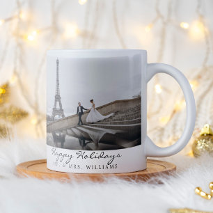 Happy Holidays Newlywed Photo Collage Coffee Mug