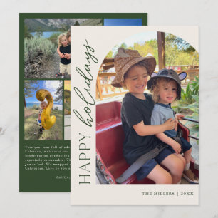 Happy Holidays Newsletter Green 5 Photo With Text Holiday Card