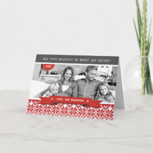 Happy Holidays. Nordic Pattern Christmas Photo Holiday Card