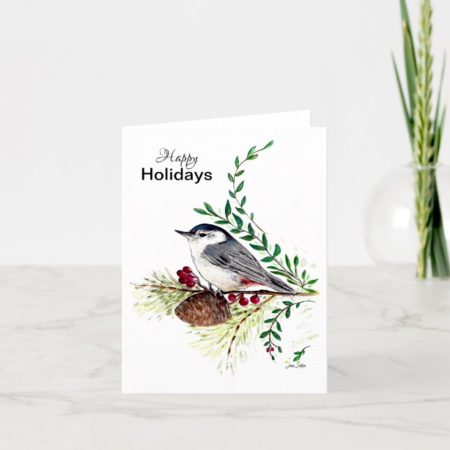 Happy Holidays Nuthatch Bird Card (Happy Holidays Nuthatch Bird Card from Jenn's Emporium. )