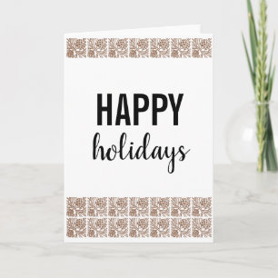 Happy Holidays Old Fashioned Pine Cone White Holiday Card