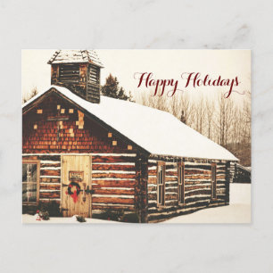 Happy Holidays Old Schoolhouse post card