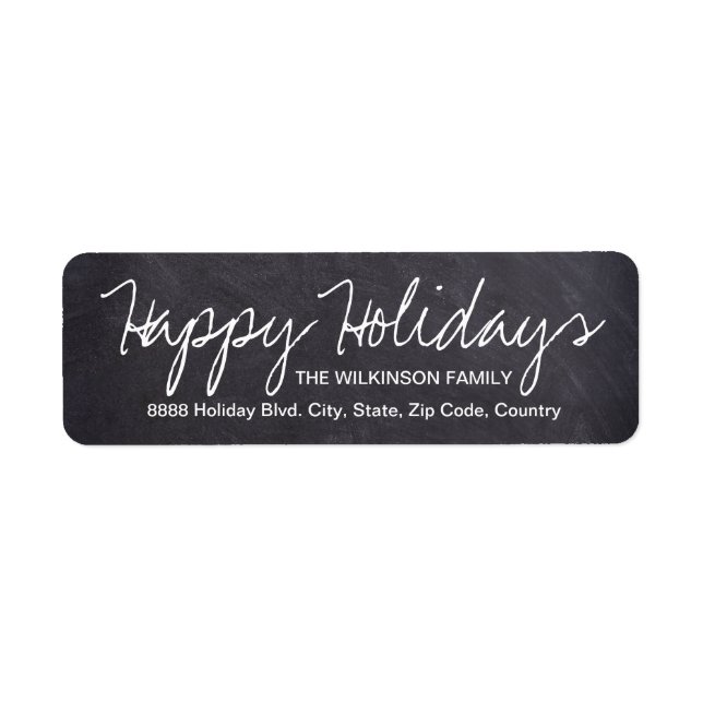 Happy Holidays on Chalkboard, family name (Front)