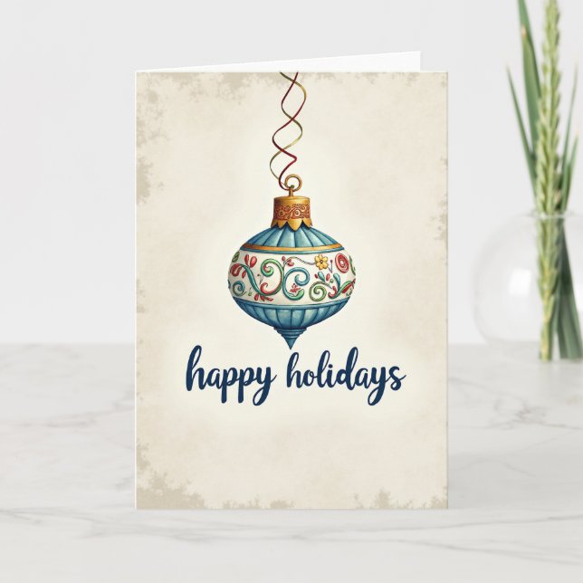 Happy Holidays Ornament Card (Front)