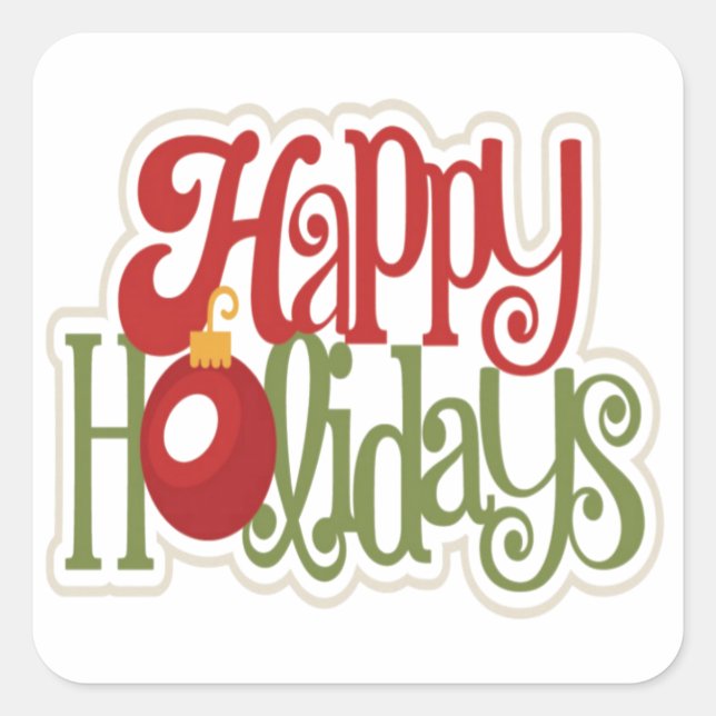 Happy Holidays Ornament Square Sticker (Front)