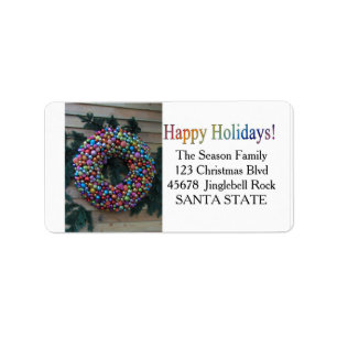 Happy Holidays ornament wreath Label
