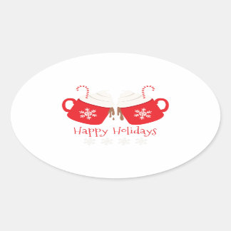 Happy Holidays Oval Sticker