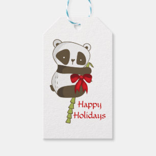 Happy Holidays Panda Gift Tags
