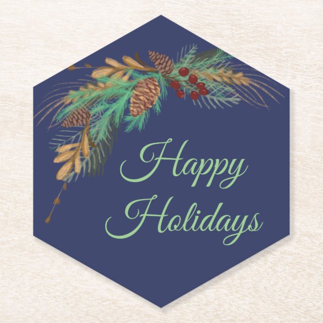Happy holidays Paper Coaster (Front)