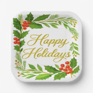 'Happy Holidays' Paper Plate