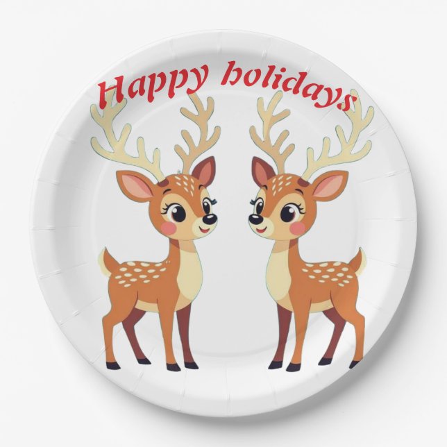 Happy holidays paper plates (Front)