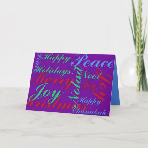 Happy Holidays Peace Joy Noel Merry Christmas Holiday Card