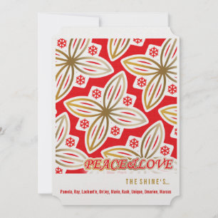 HAPPY HOLIDAYS   Peace&Love   Poinsettia   Holiday Card