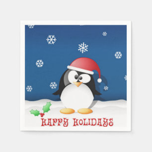 Happy Holidays Penguin Napkin