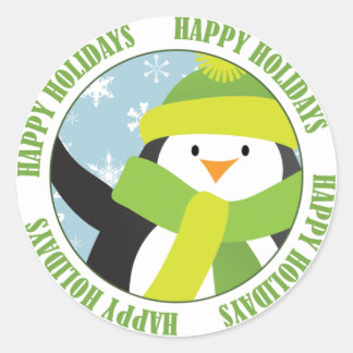 Happy Holidays Penguin Sticker