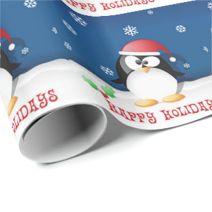 Happy Holidays Penguin Wrapping Paper