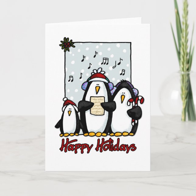 happy holidays penguins holiday card (Front)