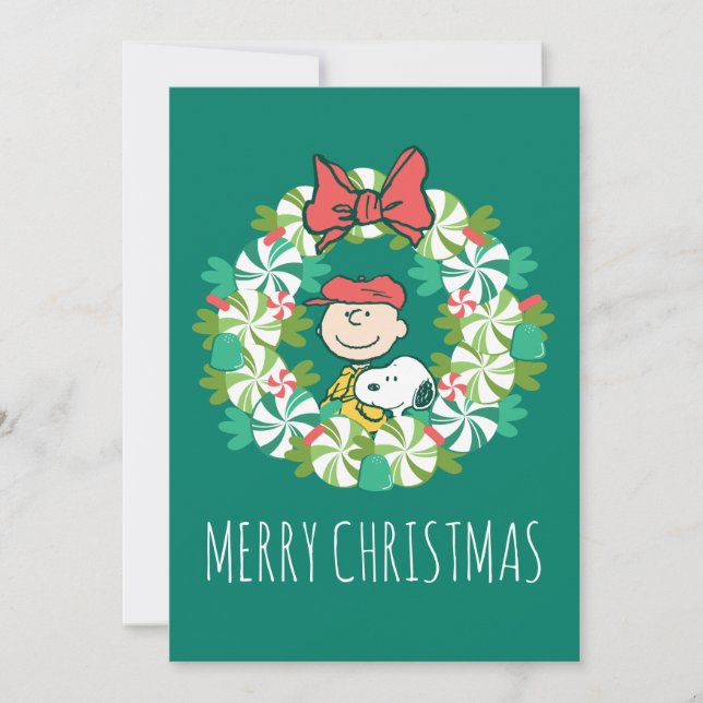 Happy Holidays | Peppermint Candy Wreath Holiday Card (Front)