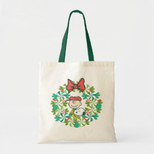 Happy Holidays   Peppermint Candy Wreath Tote Bag