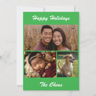 Happy holidays personalise card in green accent