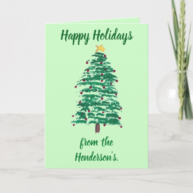 Happy Holidays Personalised Christmas Tree Cards (Front)