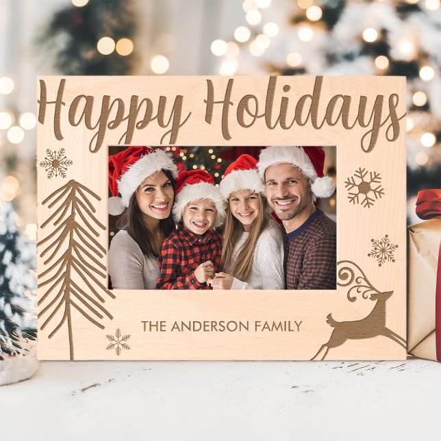 Happy Holidays Personalised Family Christmas Etched Frames (Creator Uploaded)