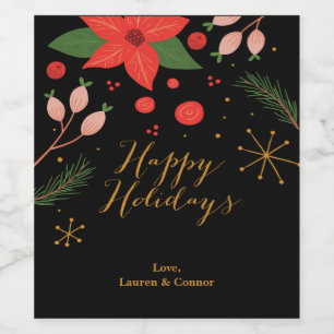 Happy Holidays Personalised Wine Labels