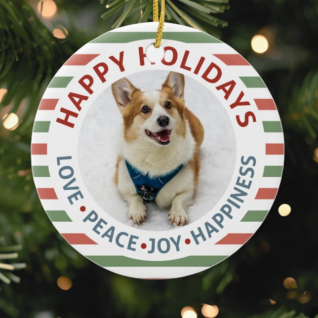 Happy Holidays Pet Photo Ceramic Tree Decoration (Creator Uploaded)