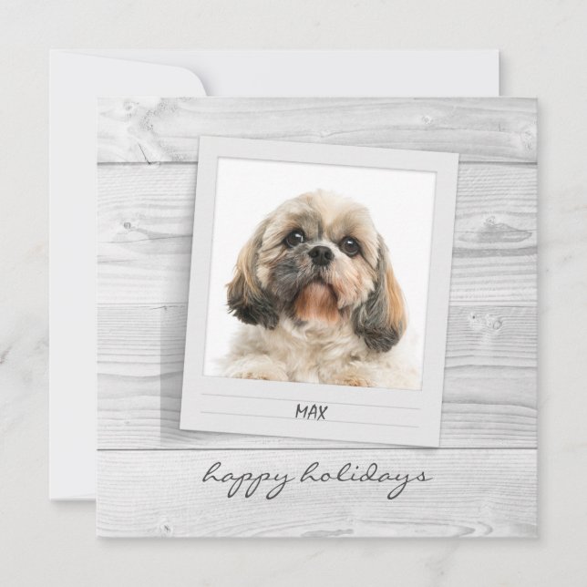 Happy Holidays Pet Photo Frame Personalised Card (Front)