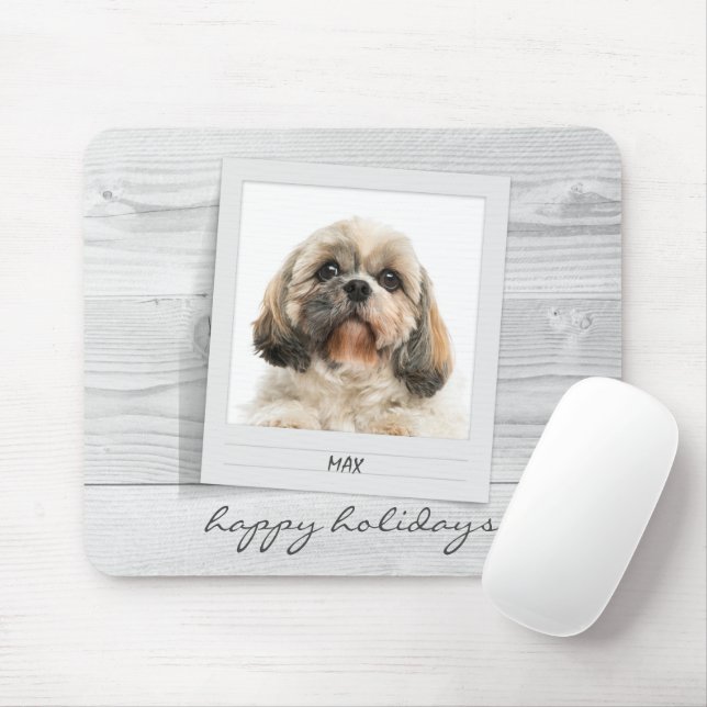 Happy Holidays Pet Photo Frame Personalised Mouse Pad (With Mouse)