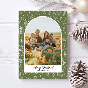Happy Holidays Photo Arch, Fun Doodle Drawings Holiday Postcard