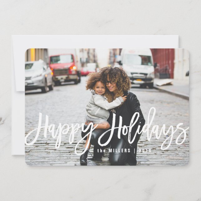 Happy Holidays Photo Card, horizontal Holiday Card (Front)