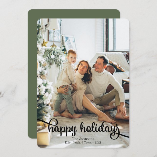 Happy Holidays Photo Christmas Holiday Card (Front/Back)