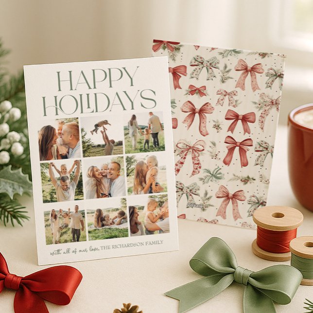 Happy Holidays Photo Collage Holiday Card (Creator Uploaded)