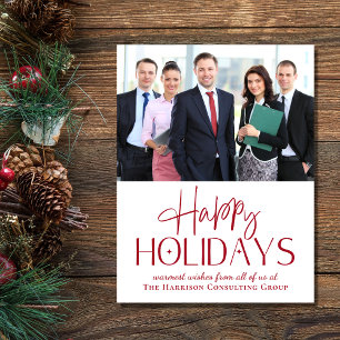Happy Holidays Photo Logo Corporate Christmas Holiday Postcard