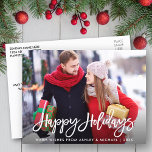 Happy Holidays Photo Modern Brush Script Postcard<br><div class="desc">Modern Brush Script Happy Holidays Photo Postcard</div>