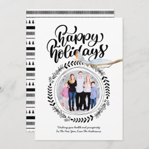 HAPPY HOLIDAYS PHOTO Modern Festive Robin Xmas Invitation