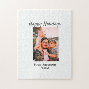 Happy holidays photo modern love simple family mo jigsaw puzzle