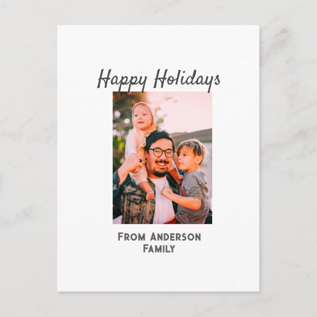Happy holidays photo modern love simple family mo postcard (Front)