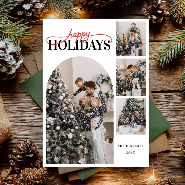 Happy Holidays photo Modern Simple Calligraphy Holiday Card (Creator Uploaded)