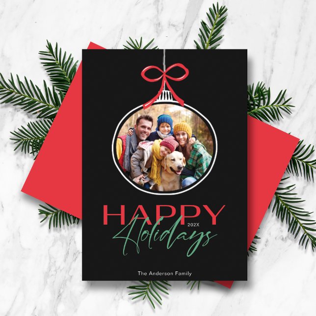 Happy Holidays Photo Ornament Holiday Card (Creator Uploaded)