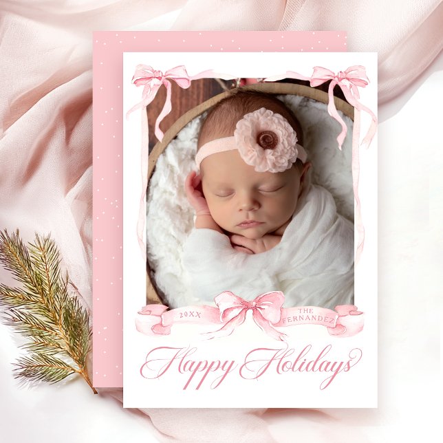 Happy Holidays Photo Pink Card (Creator Uploaded)