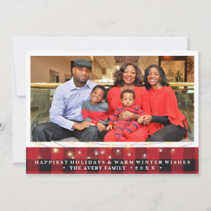 Happy Holidays Photo Plaid Holiday Card